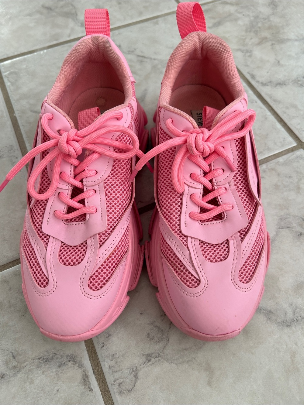 Steve Madden Pink Mesh Chunky Lace-Up Sneakers - Size 8